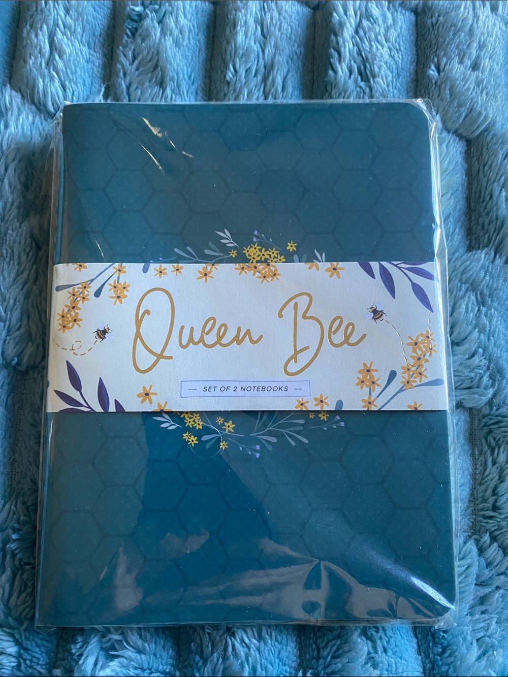 NWT Queen Bee Set of 2 Notebooks Teal and Yellow Floral